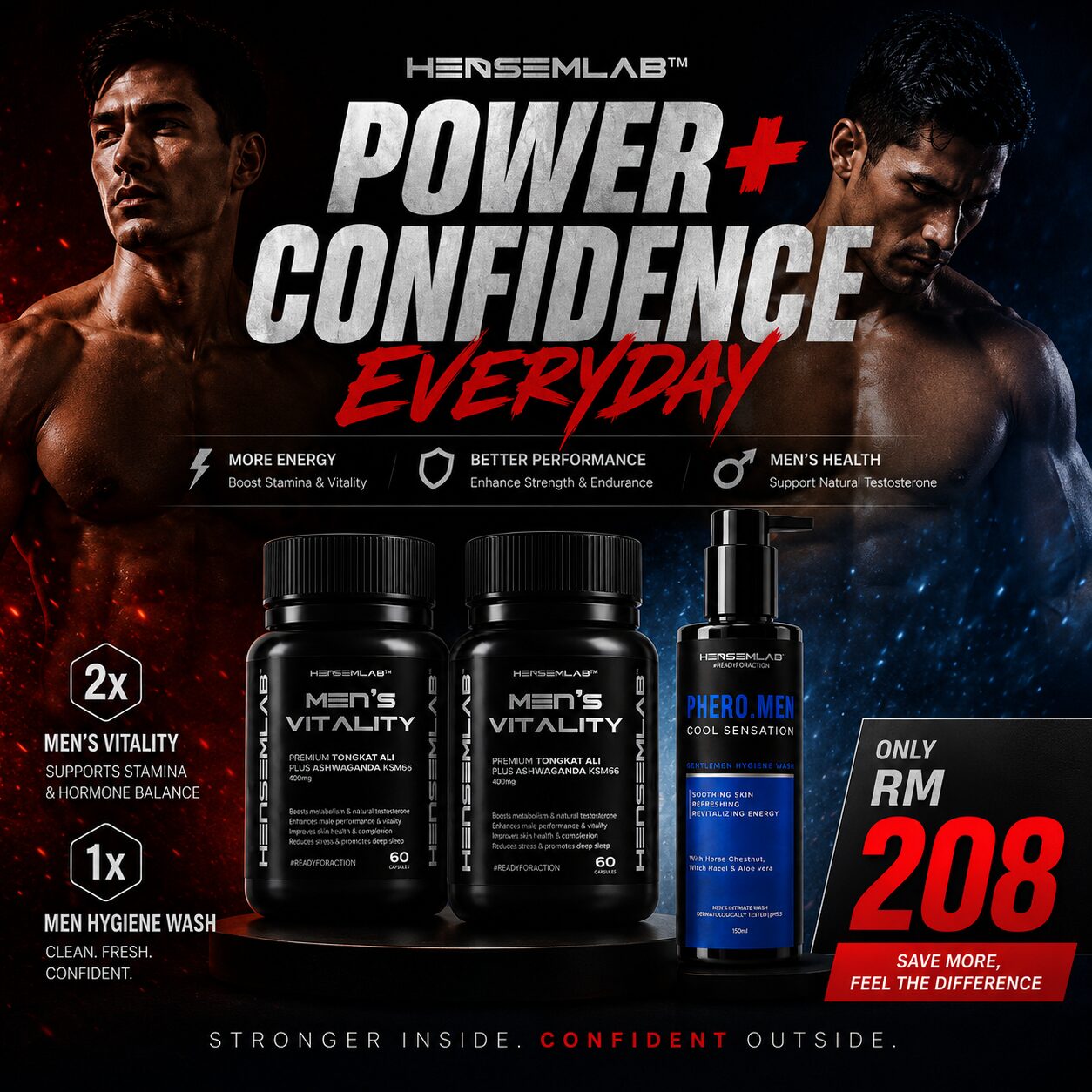 Combo Men vitality 2 box Free Men Hygiene Wash Blue