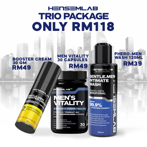 TRIO Promotion - MEN VITALITY 30 CAPSULES, MEN WASH, BOOSTER 30GM