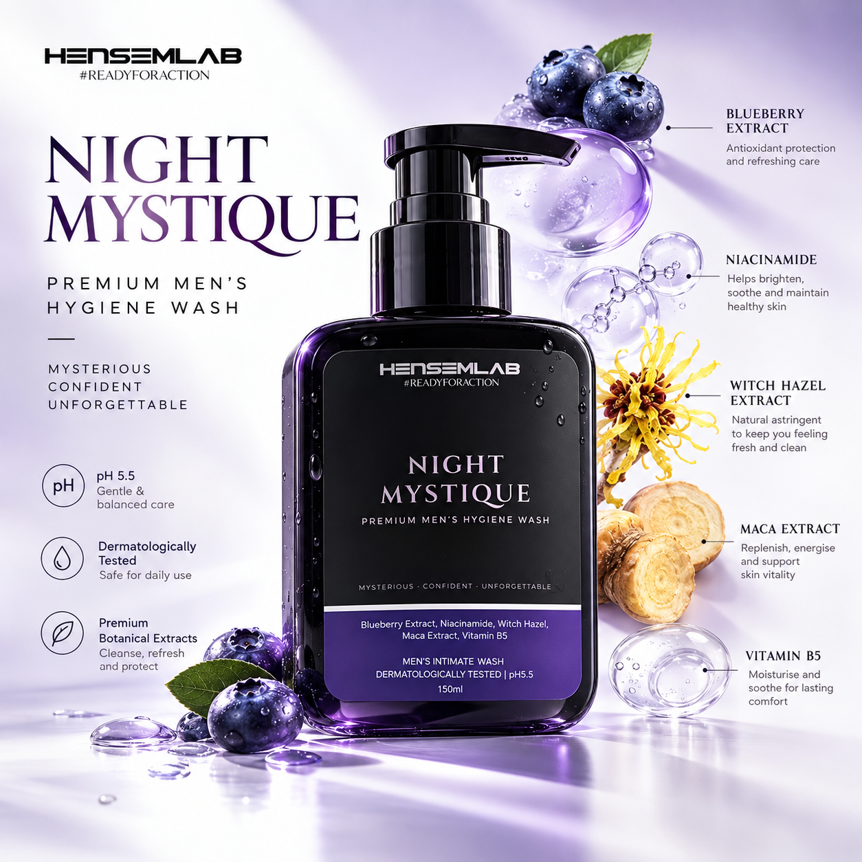 Men intimate wash Hensemlab Night Mystique 150ml - Image 2